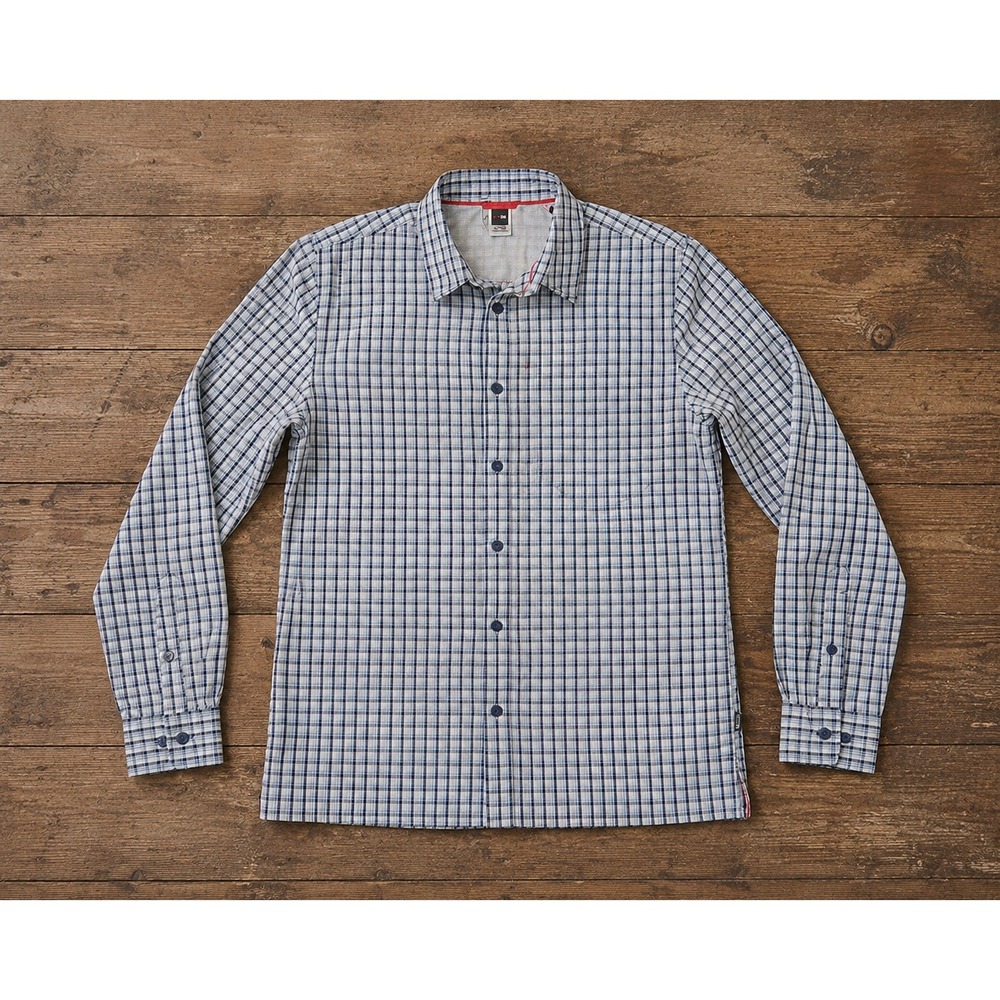 The North Face Mens Large Blue Grey Plaid Long Sleeve Button Down Hiking Shirt